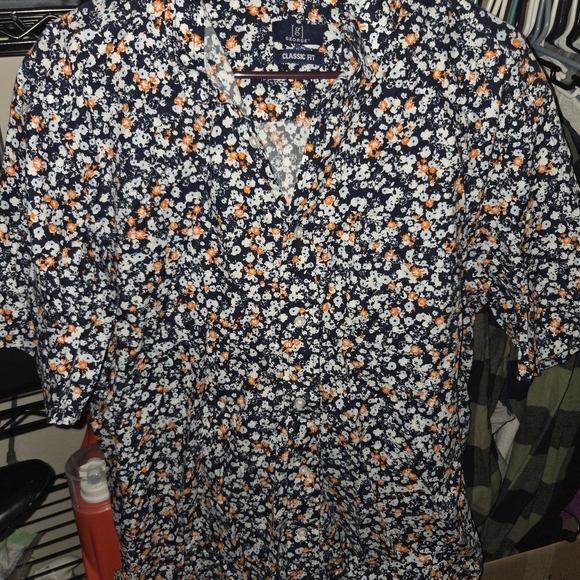 George Other - George Blue and Orange Casual Button Down Shirt